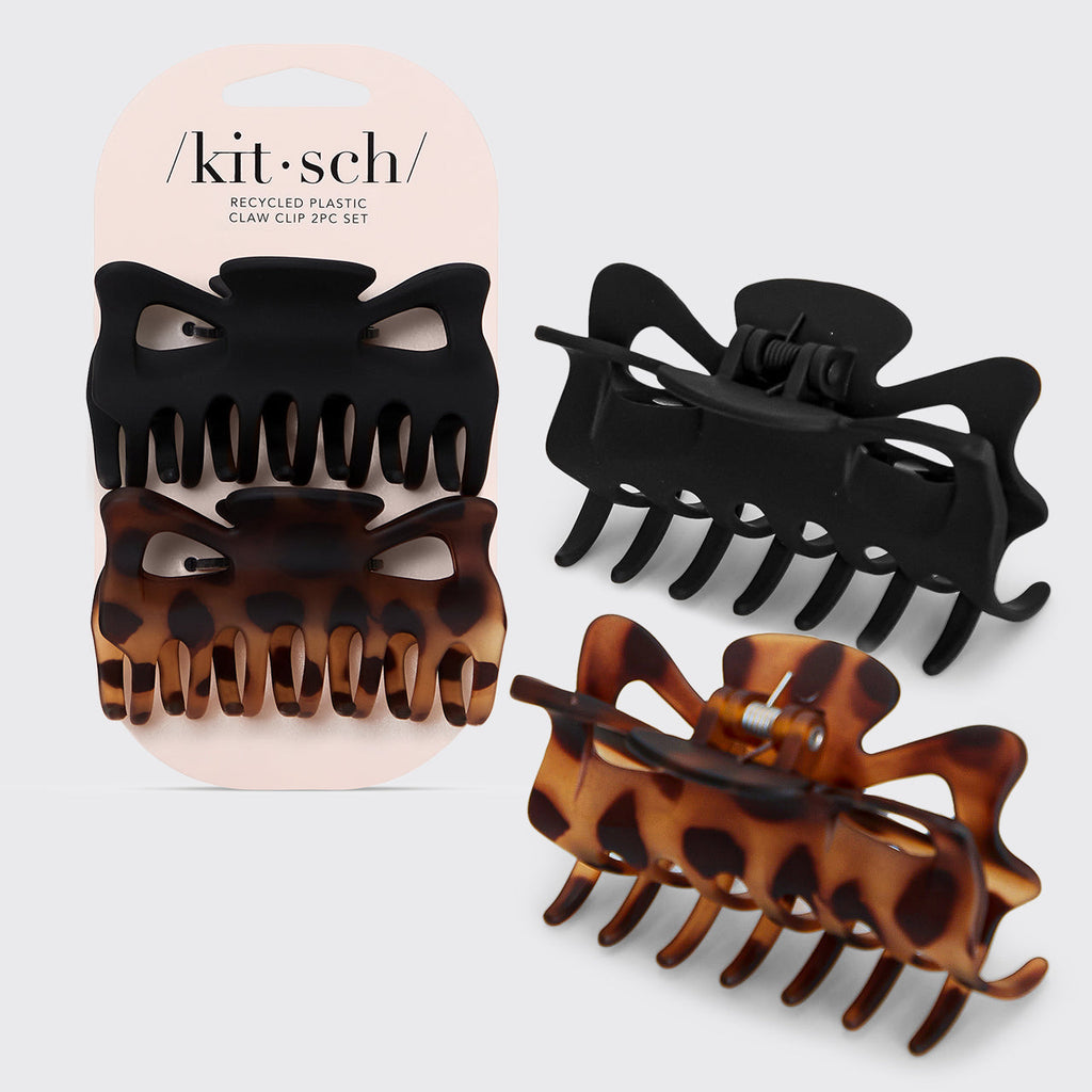 Black & Tort Claw Clips 2pc Set - Large
