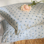 Satin Pillowcase in Pearlized Cream & Coastal Blue Print