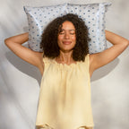 Satin Pillowcase in Pearlized Cream & Coastal Blue Print 2 Pack