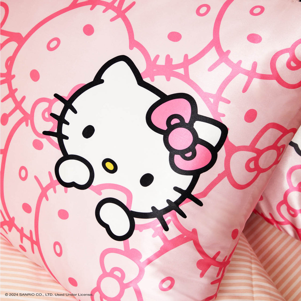 Kitsch x Hello Kitty Satin Pillowcase in Pink Hello Kitty Faces