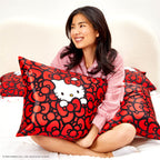 Kitsch x Hello Kitty Satin Pillowcase in Kitty Bathes in a Sea of Bows - King